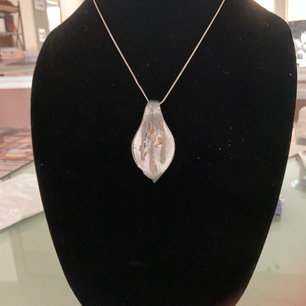 Beautiful Custom glass pendant on an 18” silver chain
